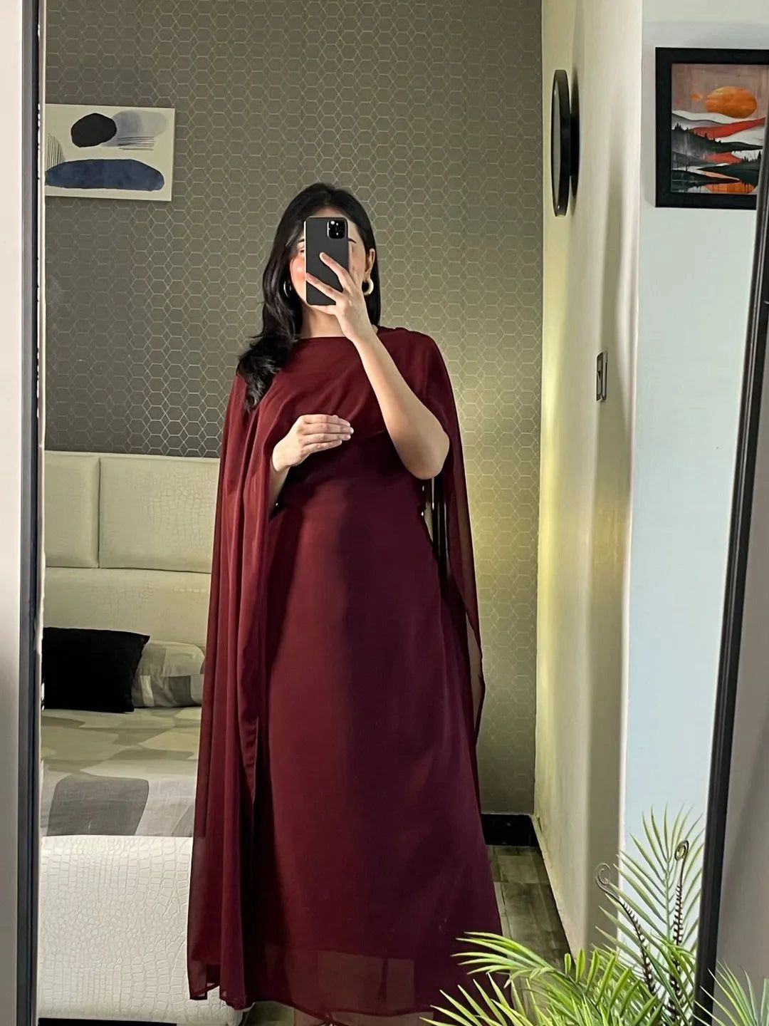Premium Cape Shawl Dress - Elegant Two-Piece Party Gown for Women