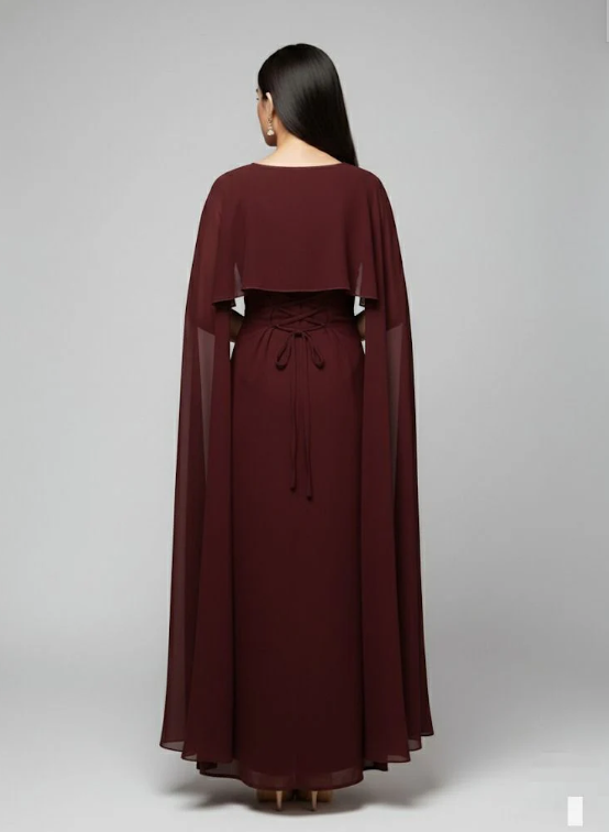 Premium Cape Shawl Dress - Elegant Two-Piece Party Gown for Women