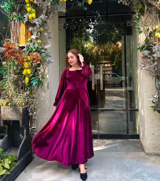 Royal Plum Velvet Maxi Dress