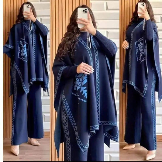 Ethnic Chic Winter Poncho Set