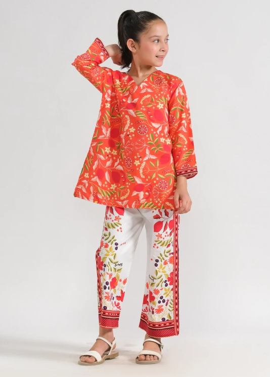 Marrakech Sunset Embroidered 2-Piece Suit for Girls | Festive & Eid Ready 2025 - We Wears