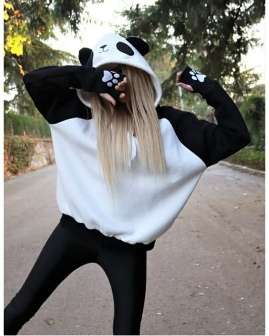 Cozy Panda Fleece Hoodie – Warm & Comfy