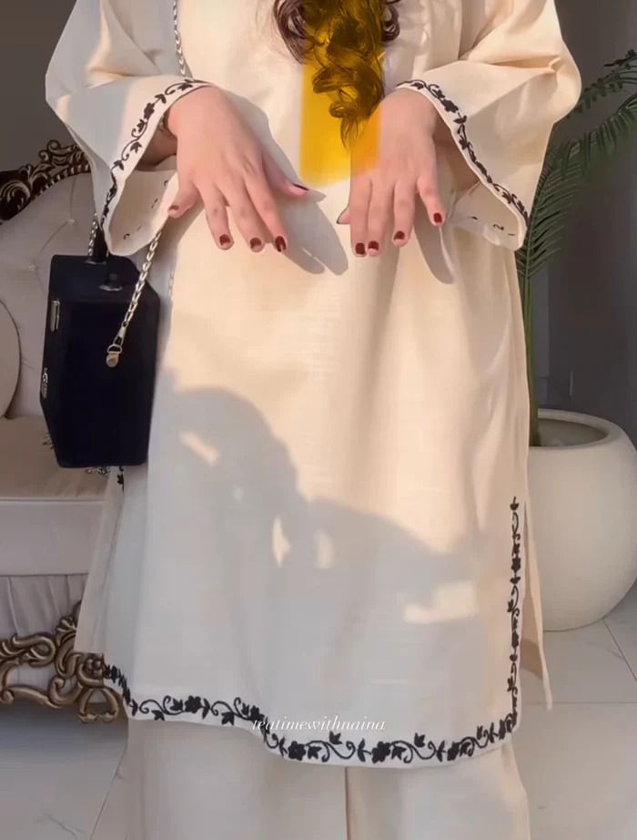 Ivory Bloom Cotton Embroidered 2Piece