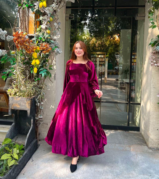 Royal Plum Velvet Maxi Dress